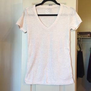 Wet Seal Cream V-neck T-Shirt